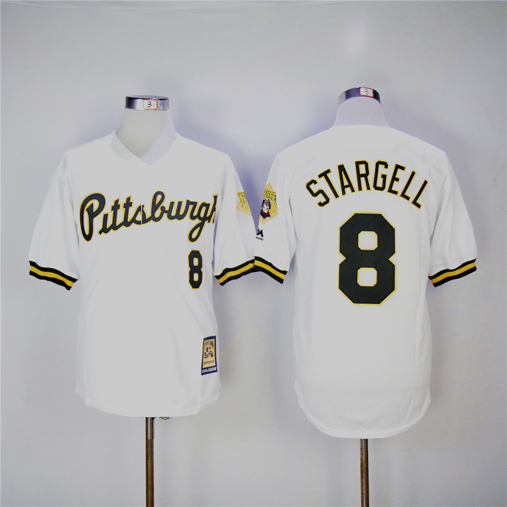 Men Pittsburgh Pirates #8 Stargell White Throwback Game MLB Jerseys